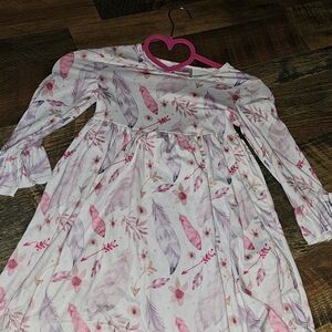 Floral and Feather 3/4 Sleeve Dress